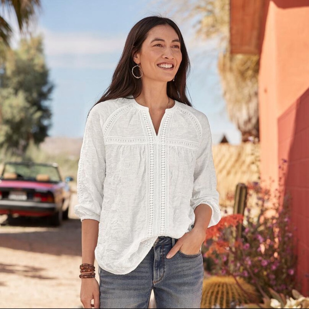 Sundance Catalog Textured Romance Crinkle Top Small